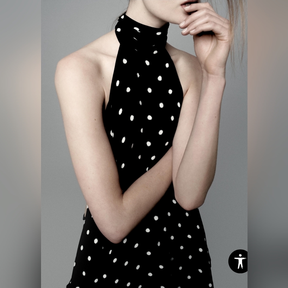 Zara Strapless Black Dress with White Dots